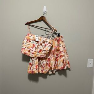NWT Abercrombie & Fitch Poplin Matching Set Ruched Tank with Tiered Skirt XL